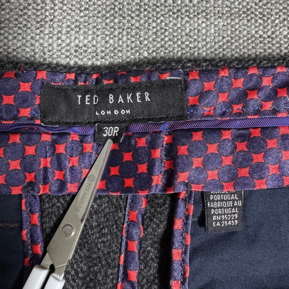 Ted Baker London Wool Blend Tailored Trousers Gray Glen Check Men's‎ 30x31